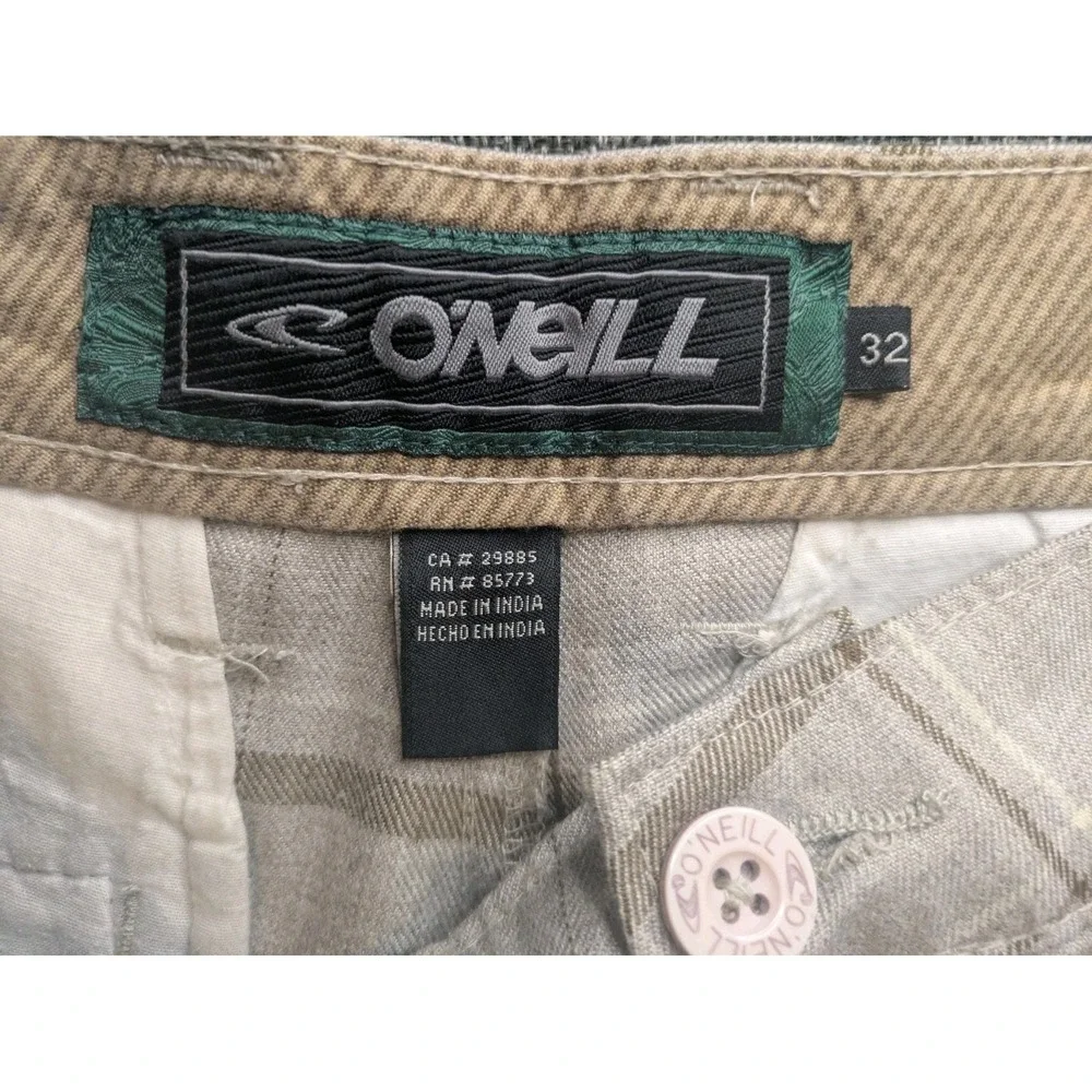 Vintage O'neill Preppy Plaid Chino Shorts Mens Sz‎ 32 Pockets Check Surf Wear